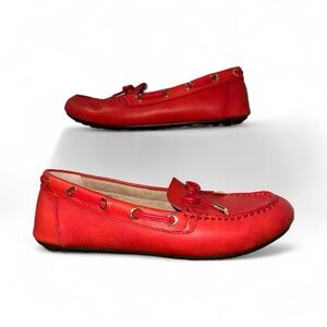 EUC VIONIC Red Virginia Leather Women’s Driving Loafers - 7.5
